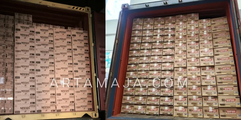Container fully loaded with mixed FMCG cartons