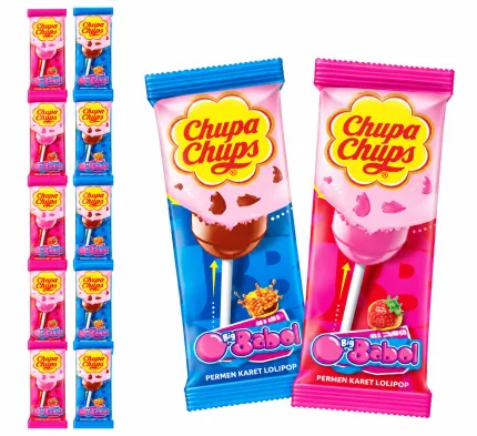 Chupa Chups Gum Filled Lollipop Cola & Strawberry 12gr