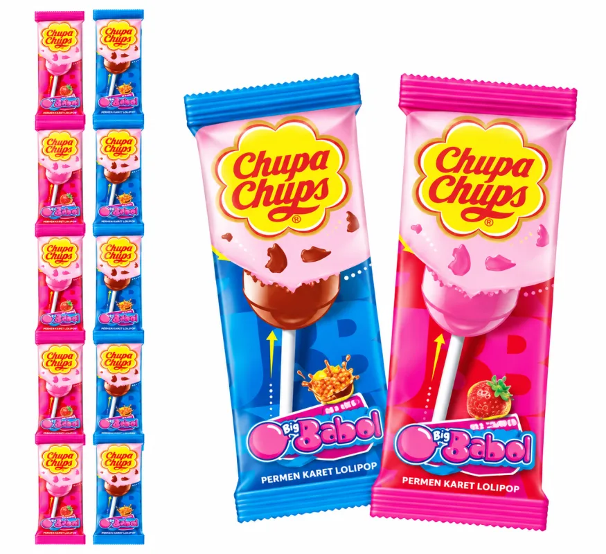 Chupa Chups Gum Filled Lollipop Cola & Strawberry 12gr