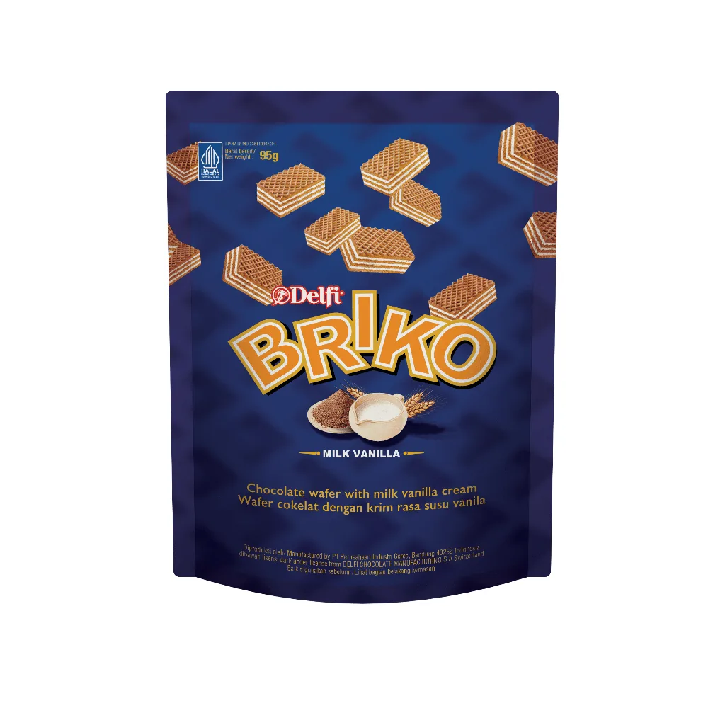 DELFI BRIKO Wafer (pouch) 16x95gr - Milk Vanilla DELFI BRIKO Wafer (pouch) 16x95gr Milk Vanilla