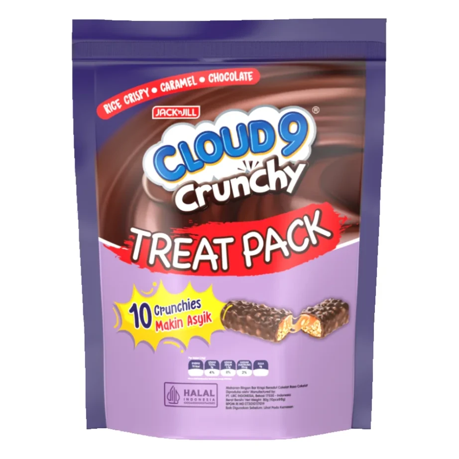 Cloud9 Crunchy Rice Crispy Caramel Chocolate Treat Pack 80gr Cloud9 Crunchy Rice Crispy Caramel Chocolate Treat Pack 80gr