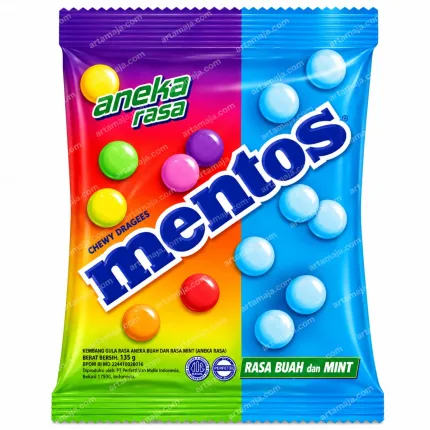 Mentos Aneka Rasa Fruit & Mint Pouch 135gr – Mentos wholesale export Indonesia