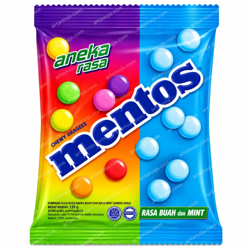 Mentos Aneka Rasa Fruit & Mint Pouch 135gr – Mentos wholesale export Indonesia