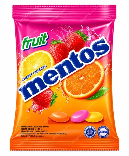 Mentos Fruit Pouch 135gr – Mentos wholesale export Indonesia